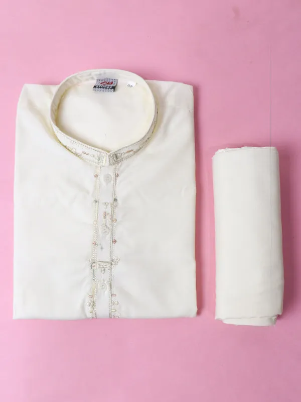 15Yrs - 17Yrs Cream Shalwar Kameez Suit For Boys BKS67
