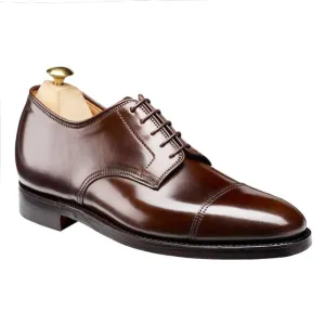 7 CM/2.76 Inches CMR CHAMARIPA Elegant Dark Brown Men's Shell Cordovan Derby Shoes