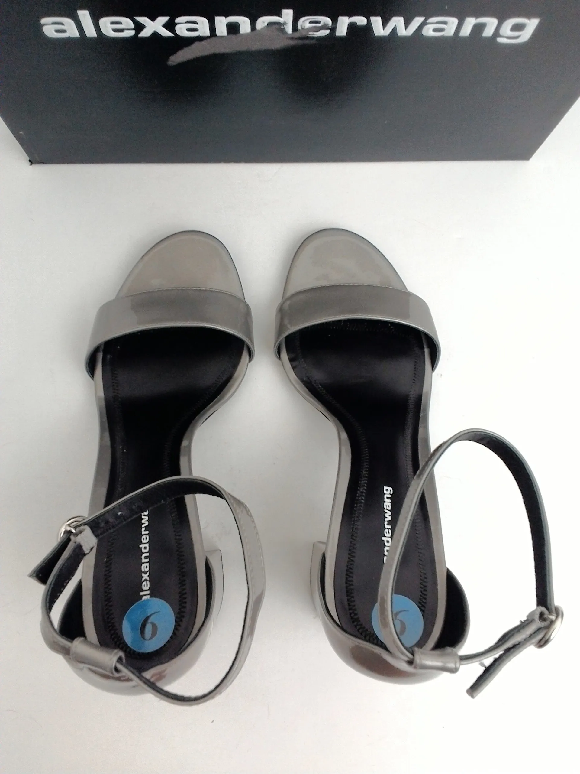 Alexander Wang Women's Abby Liquid Patent Pewter Size 38.5, 39.5