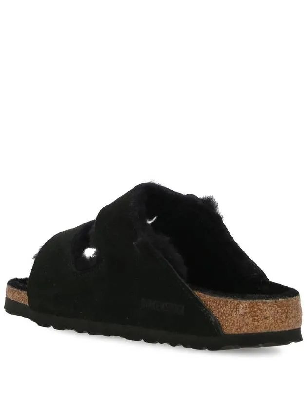 'Arizona' Black Sandals With Logo Lettering On The Buckle In Suede Woman