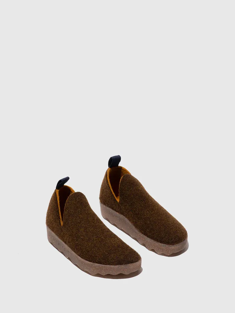 AsPortuguesas Womens City L Elasticated Slip-On Shoes Double/Felt Caramel