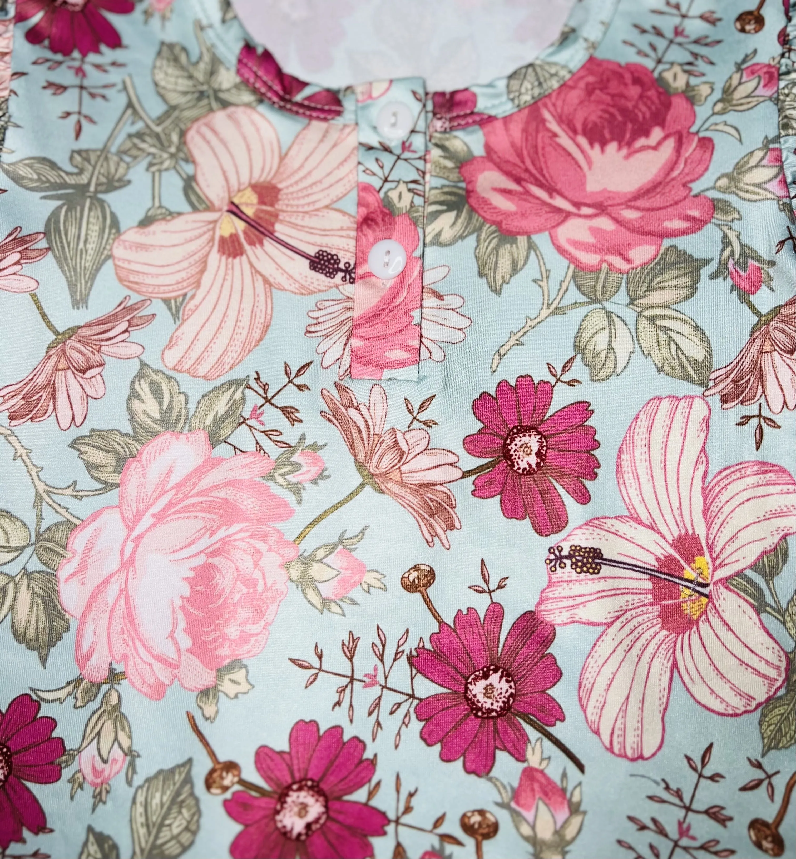 Baby pink floral short sleeve 2pc short & top set DLH1215-15
