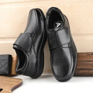 Chic Full Grain Leather Velcro Slip Ons
