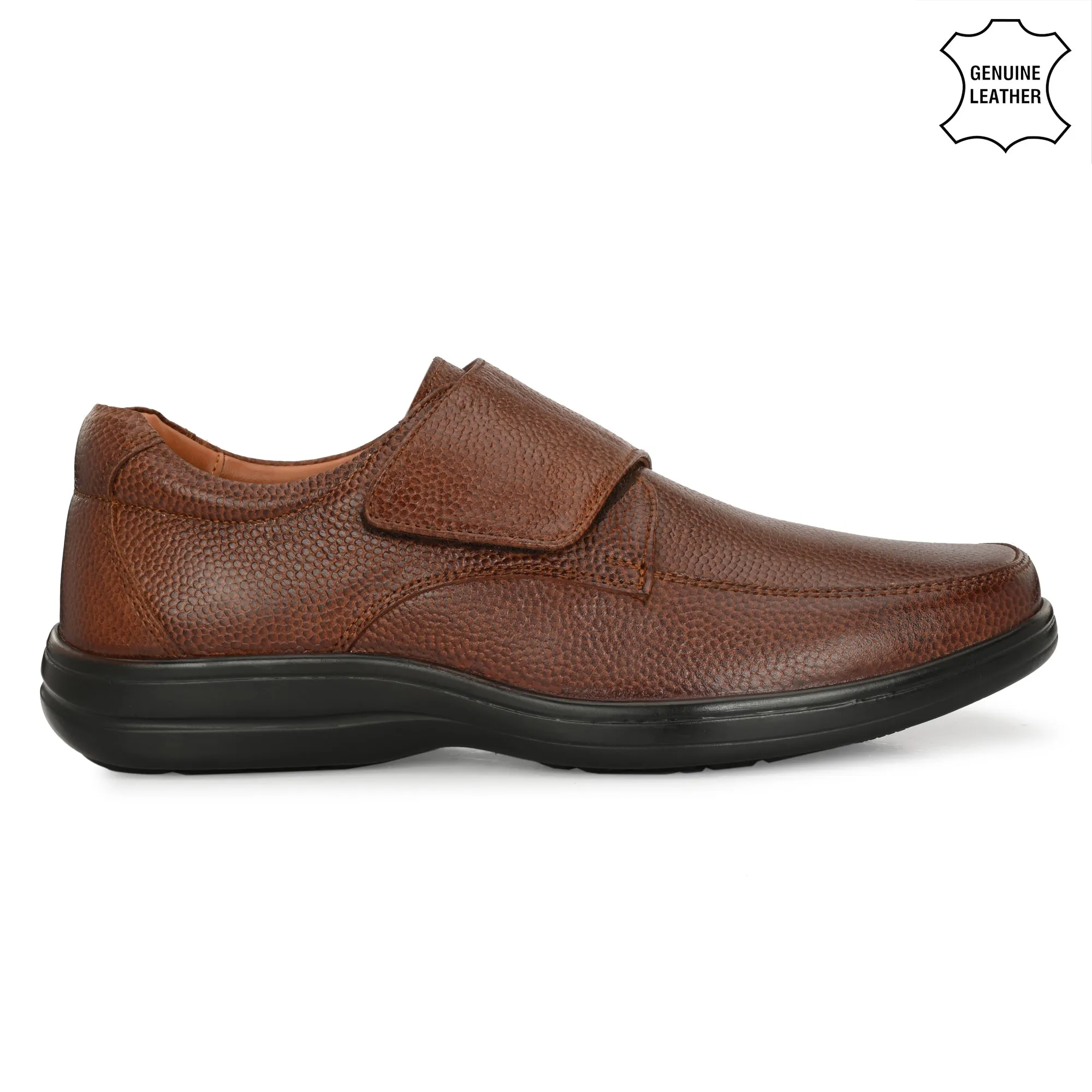 Chic Full Grain Leather Velcro Slip Ons
