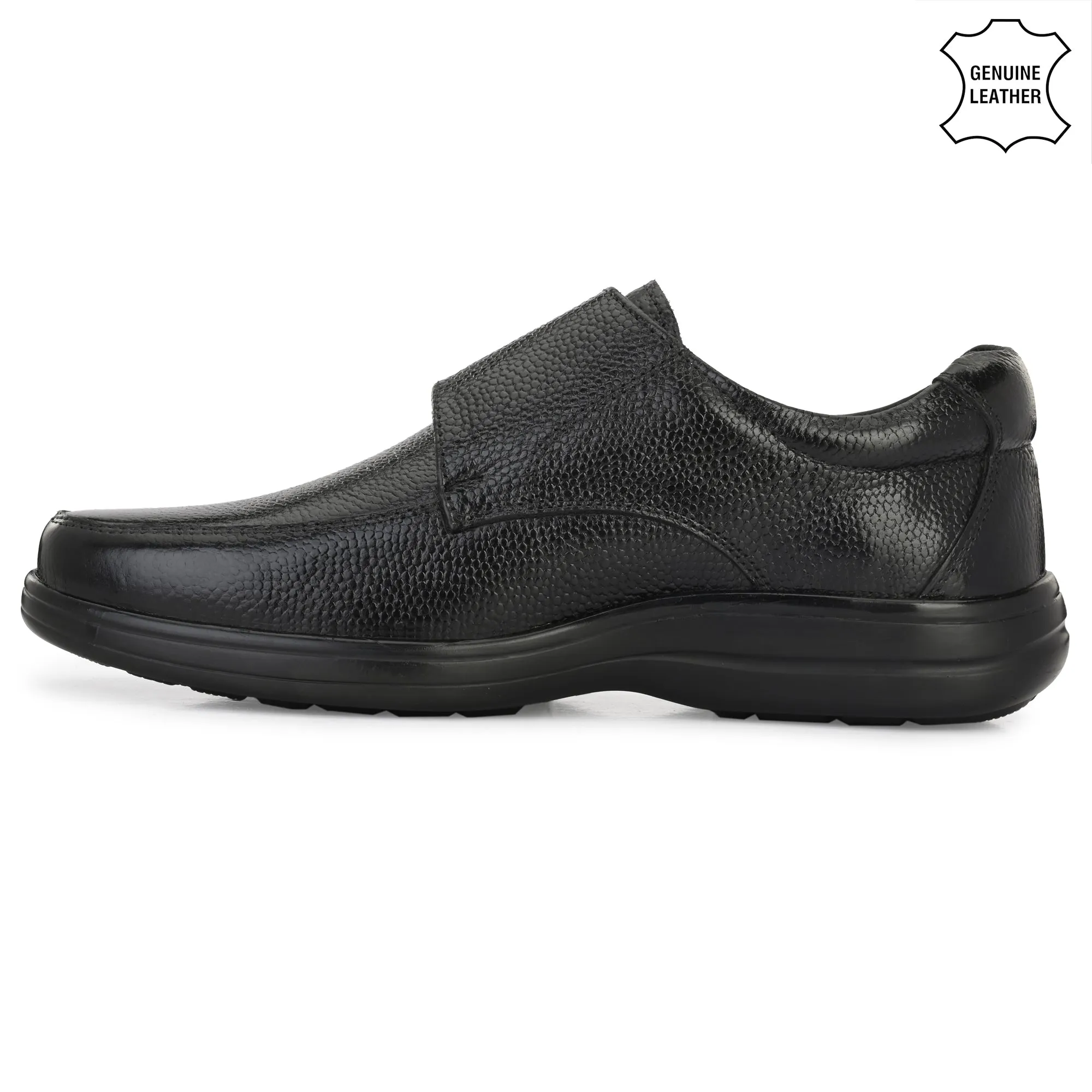 Chic Full Grain Leather Velcro Slip Ons