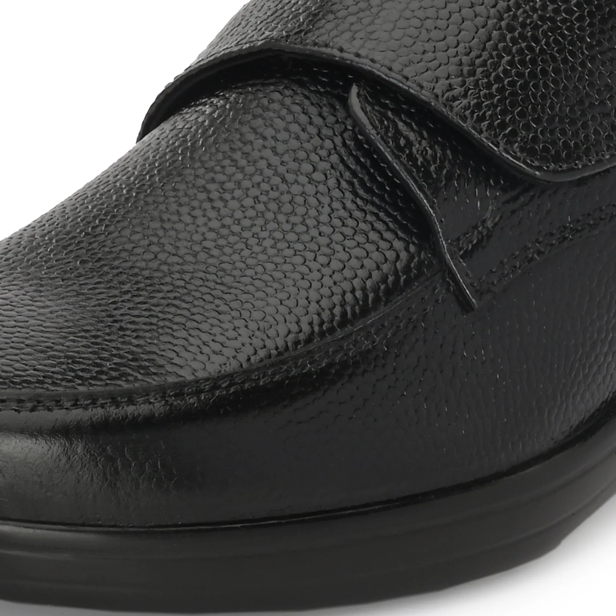 Chic Full Grain Leather Velcro Slip Ons