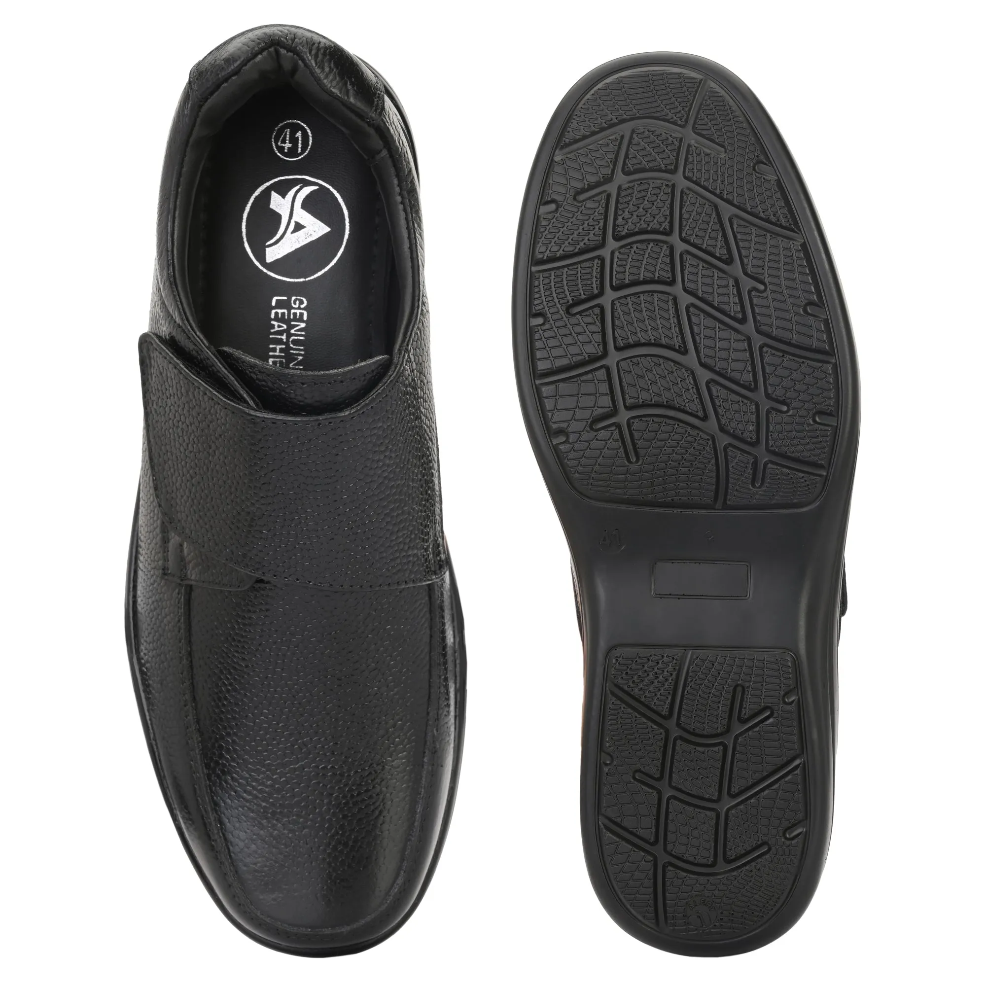 Chic Full Grain Leather Velcro Slip Ons