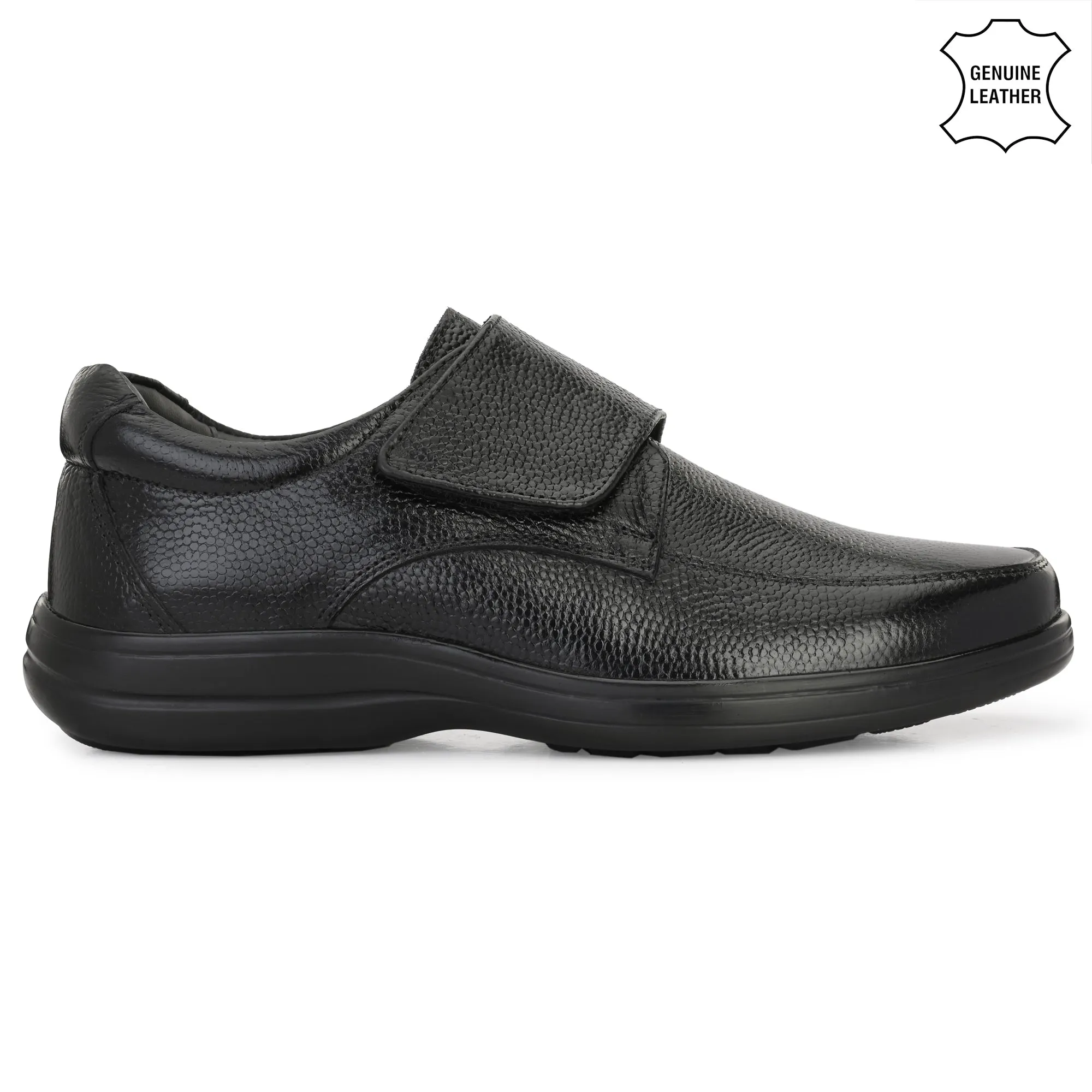 Chic Full Grain Leather Velcro Slip Ons