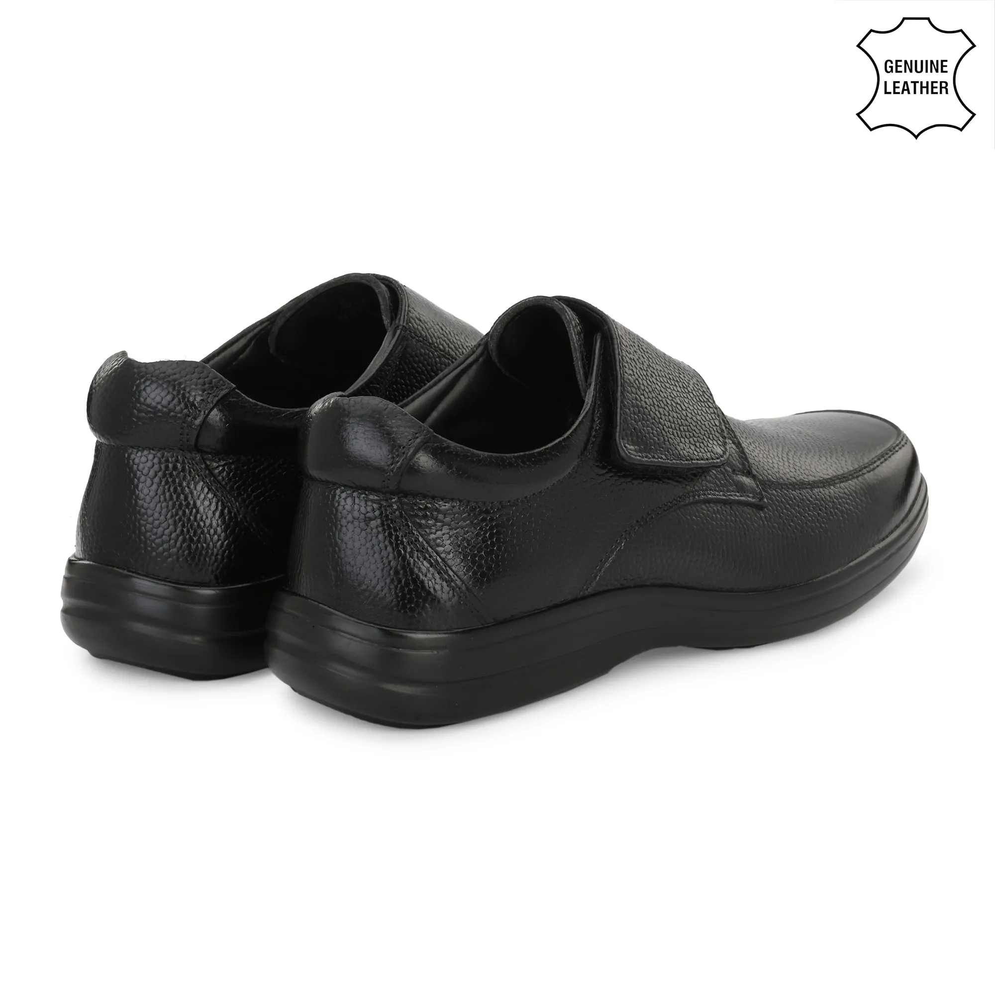 Chic Full Grain Leather Velcro Slip Ons