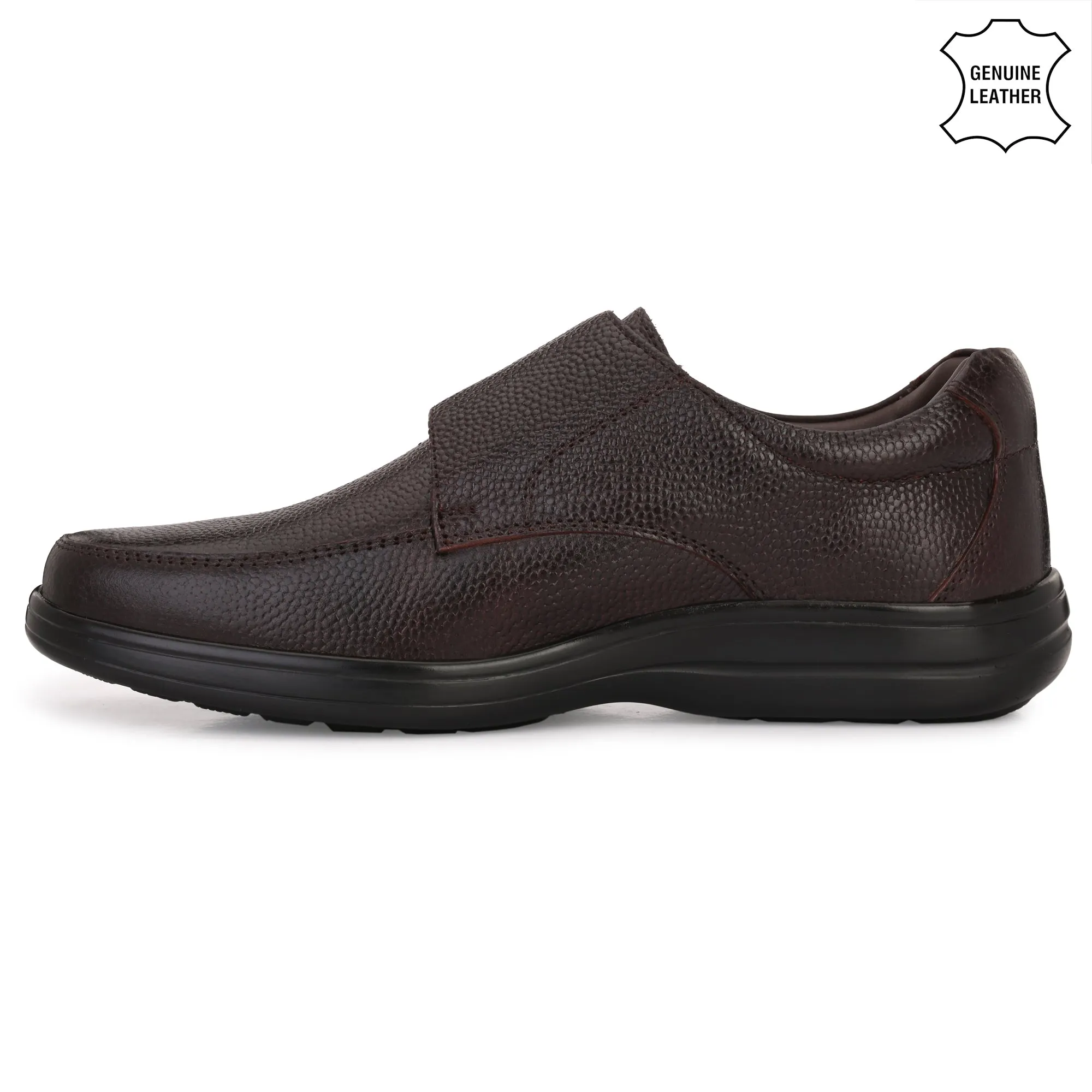 Chic Full Grain Leather Velcro Slip Ons