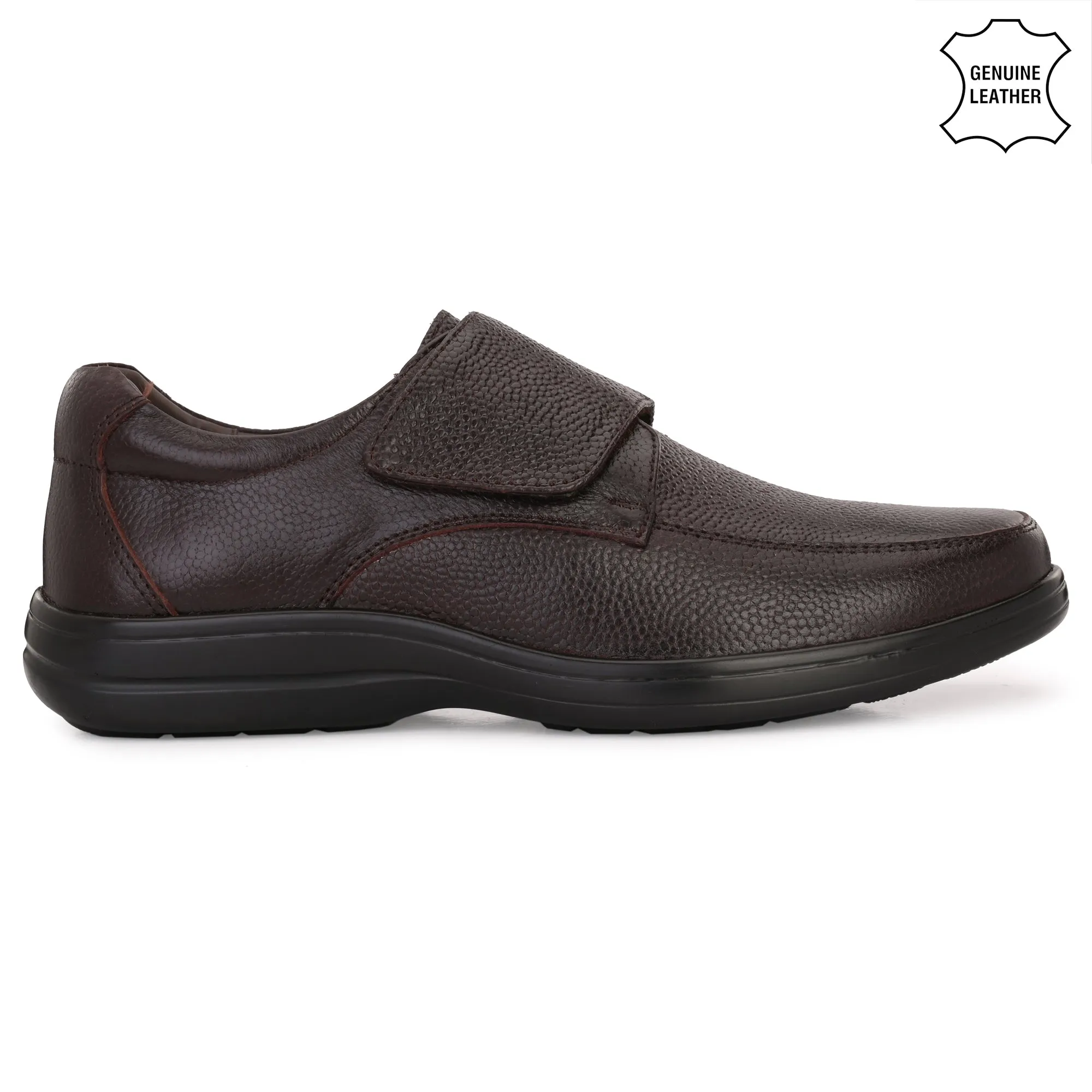 Chic Full Grain Leather Velcro Slip Ons