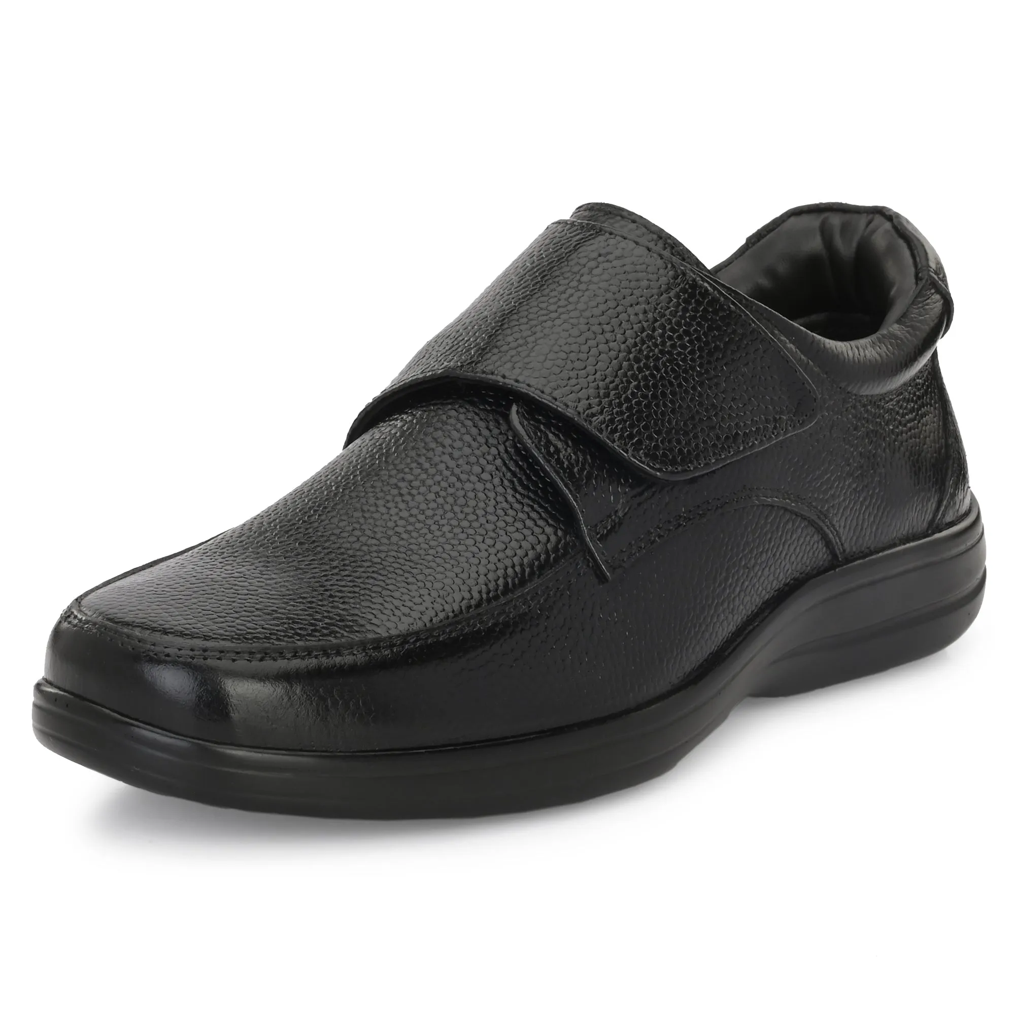 Chic Full Grain Leather Velcro Slip Ons