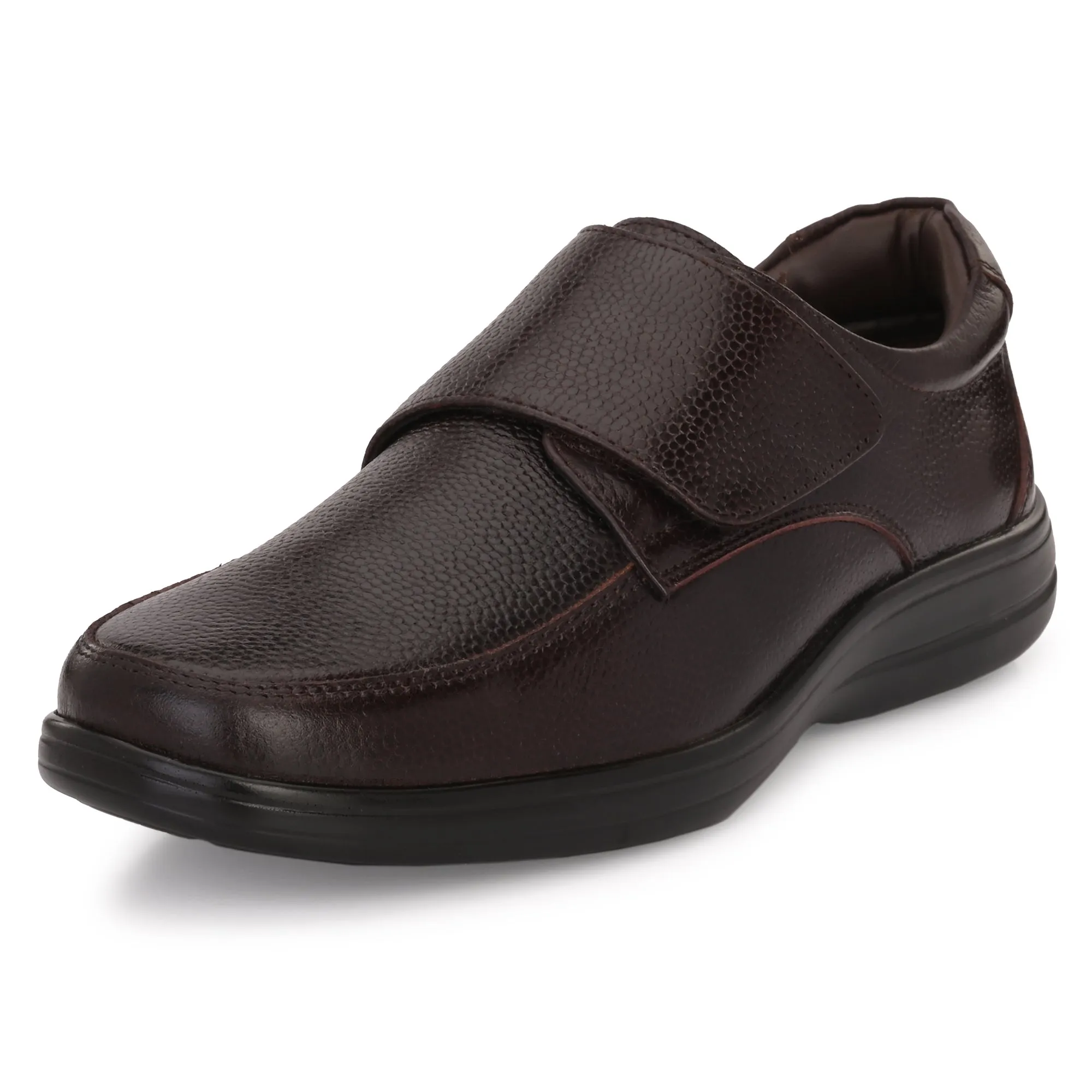 Chic Full Grain Leather Velcro Slip Ons
