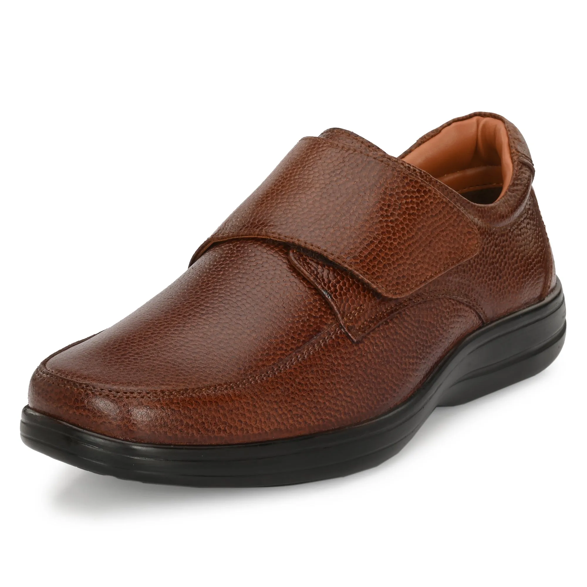Chic Full Grain Leather Velcro Slip Ons