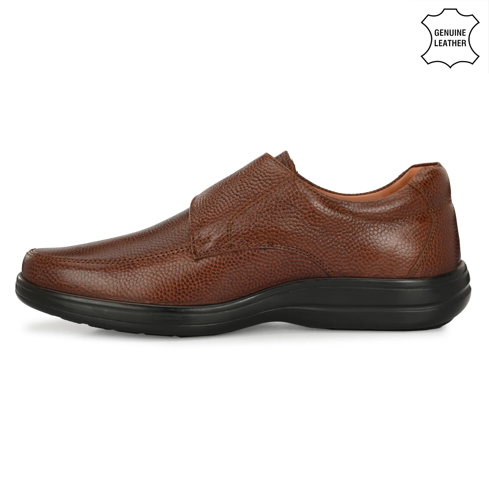 Chic Full Grain Leather Velcro Slip Ons