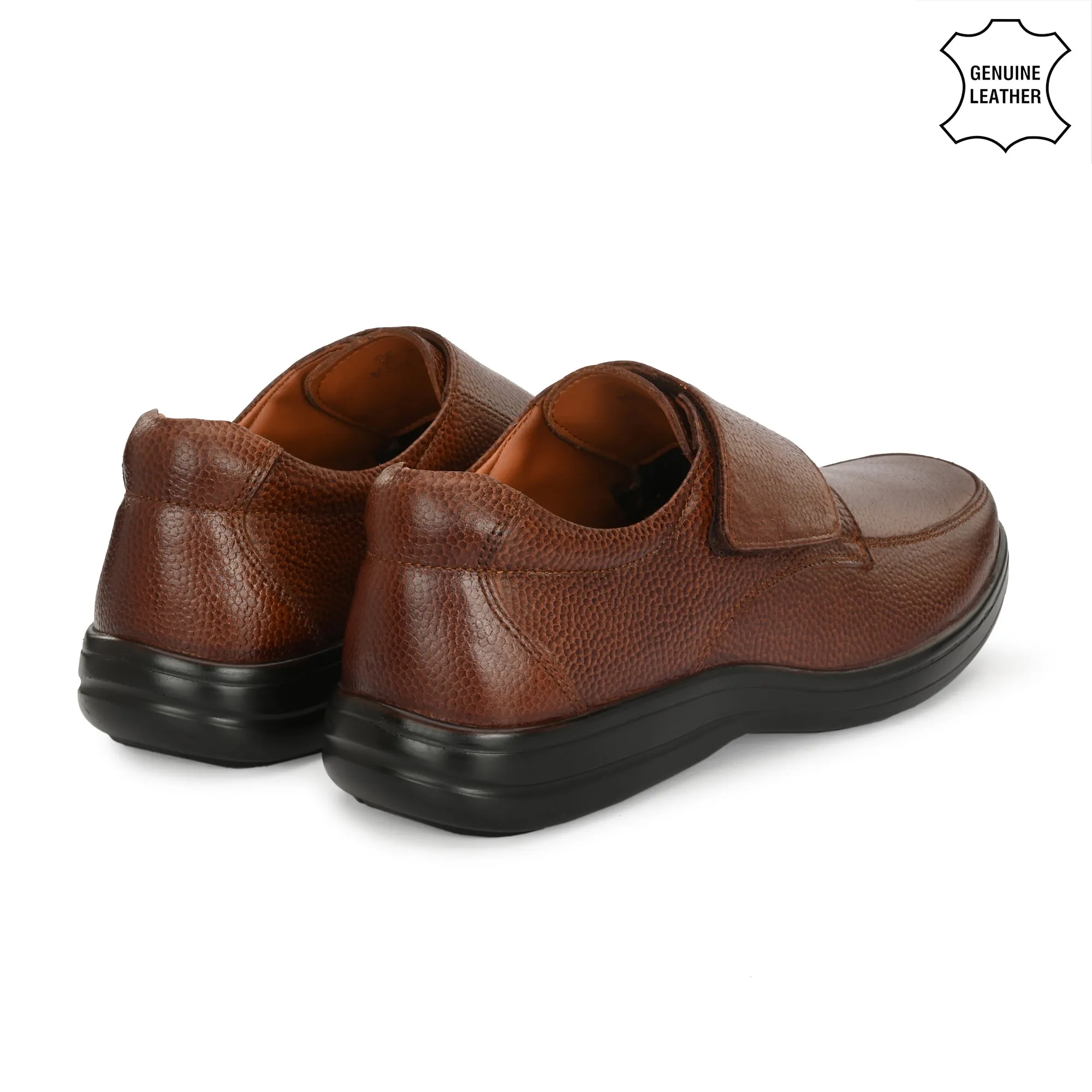 Chic Full Grain Leather Velcro Slip Ons
