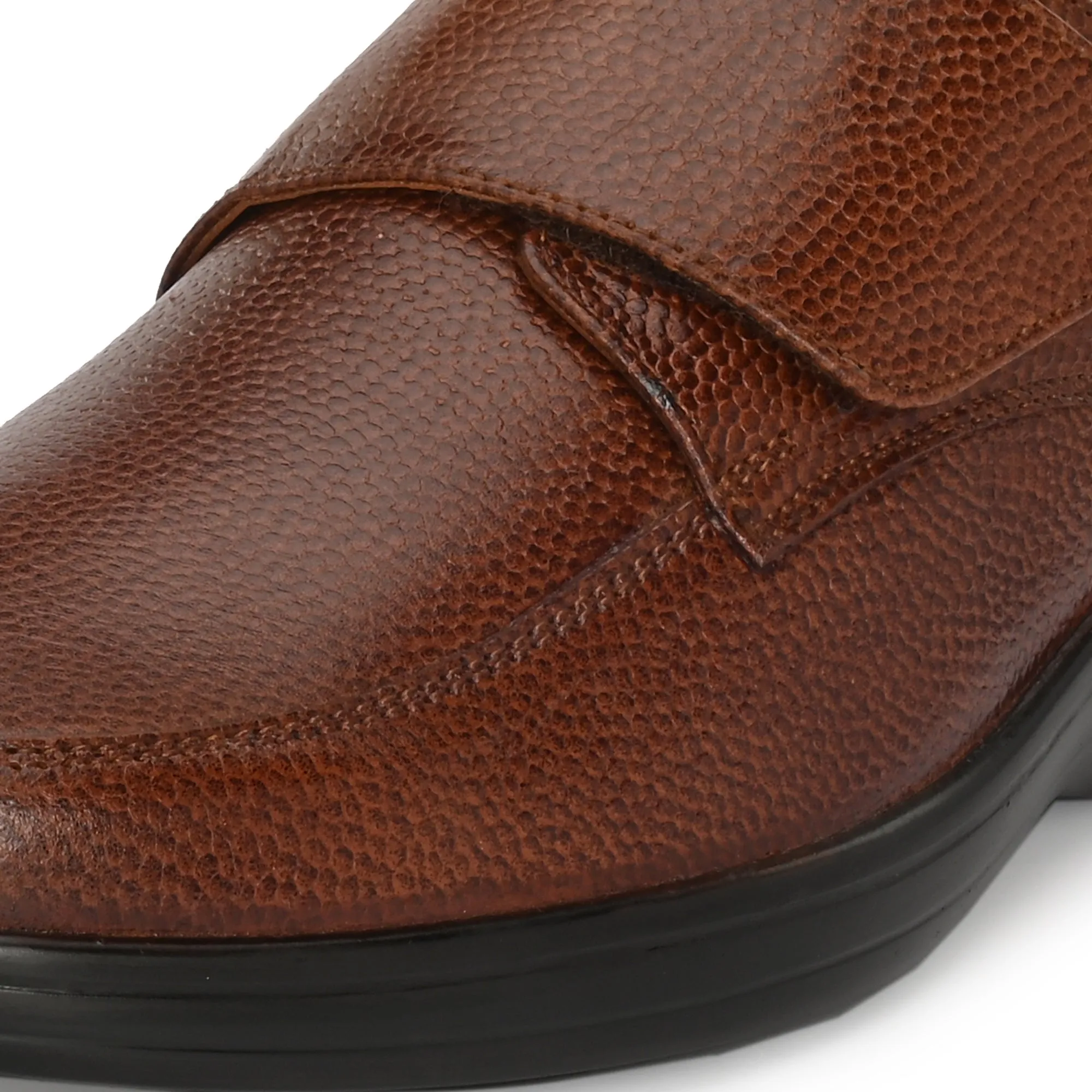 Chic Full Grain Leather Velcro Slip Ons