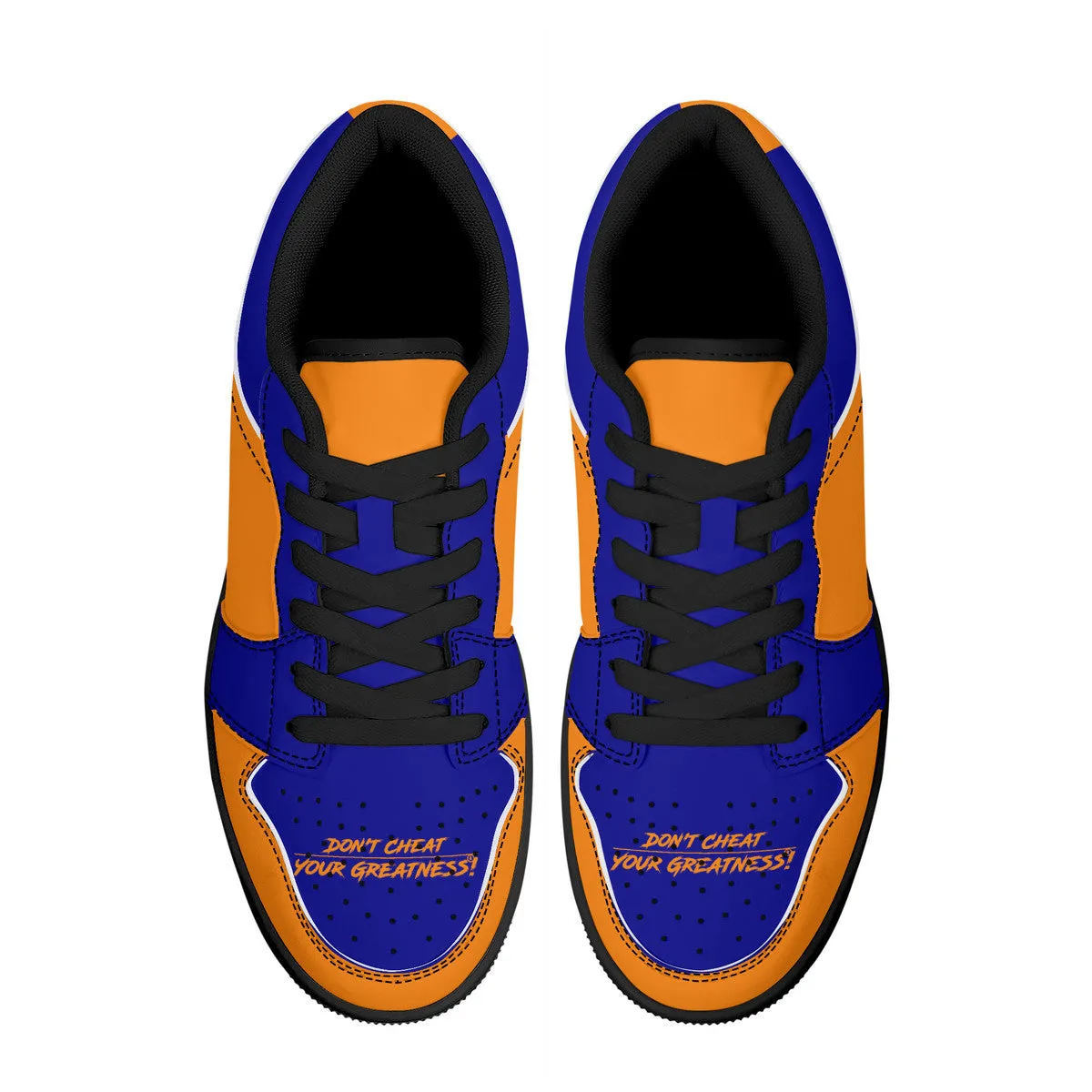 DCYG G4's Orange & Blue, Black Sole Low-Top Leather Sneakers