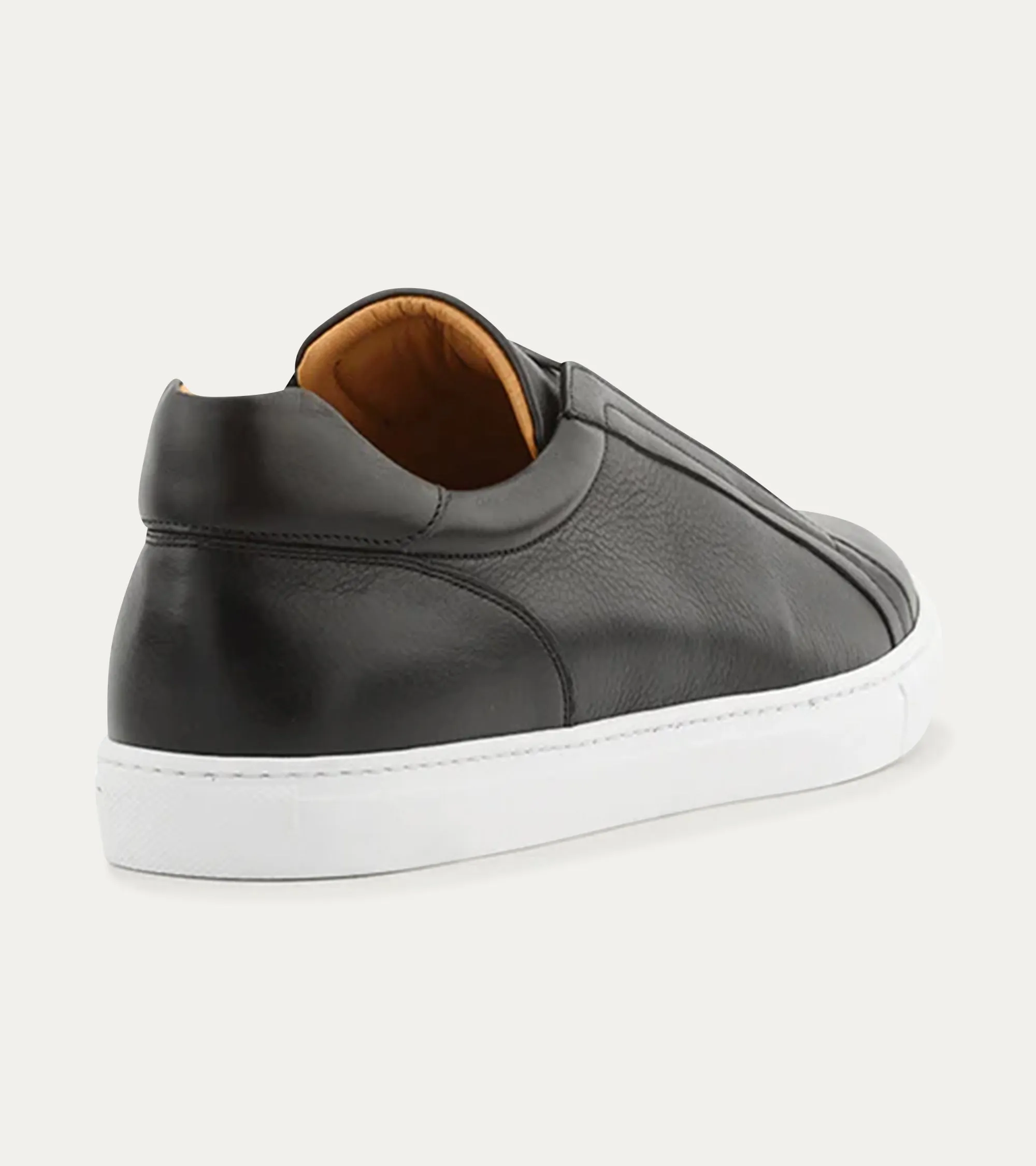 Elastic Slip On Sneaker In Black Leather
