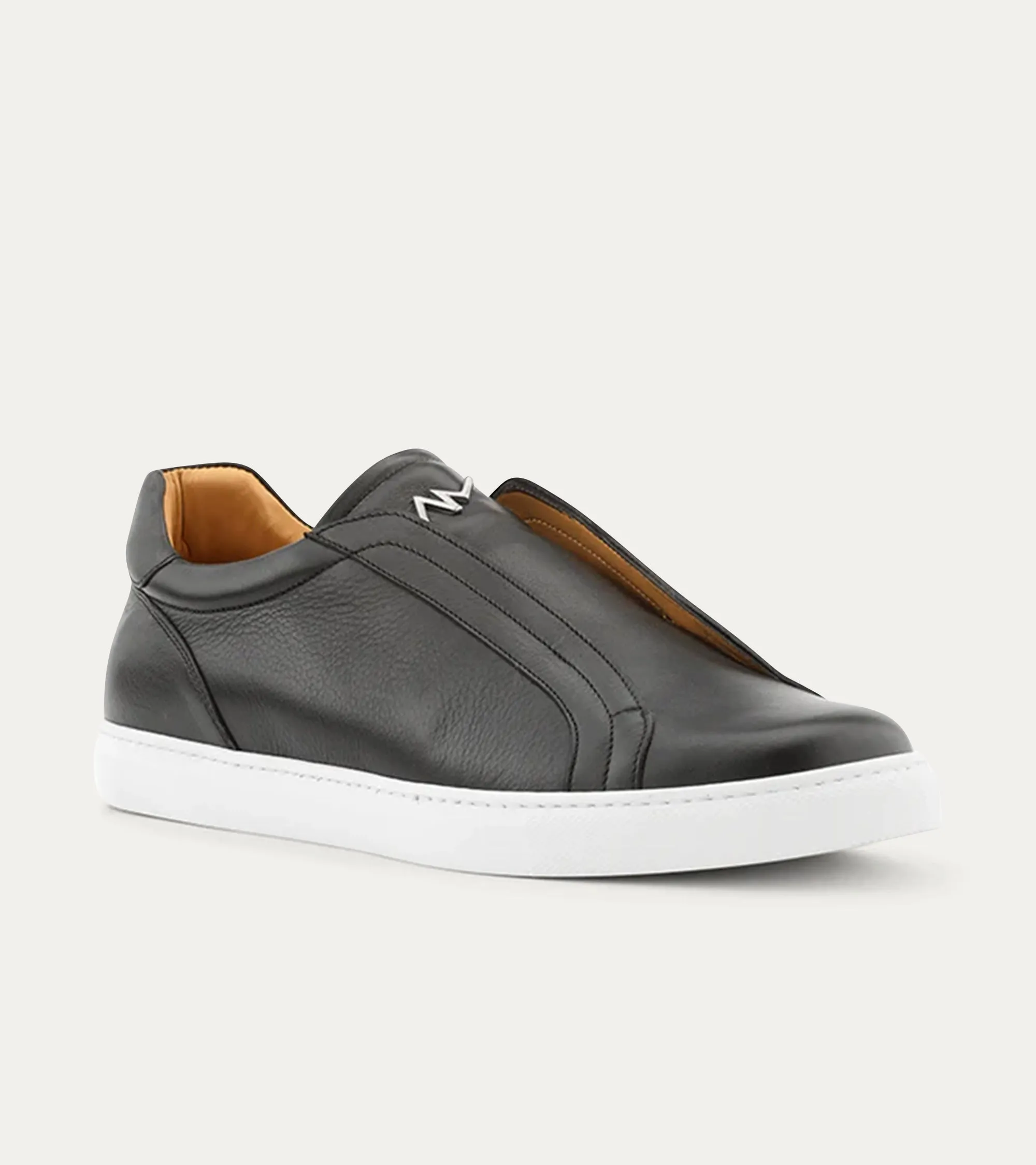 Elastic Slip On Sneaker In Black Leather