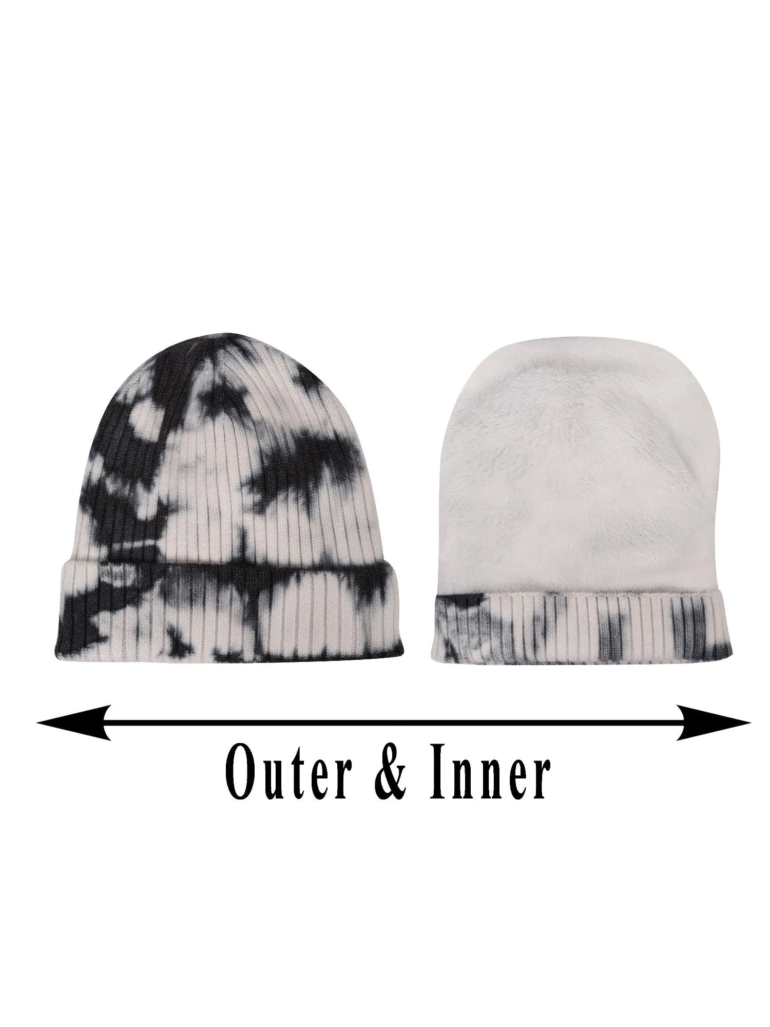 FabSeasons Tie Dye Unisex Acrylic Winter Woolen Skull Caps / Hats / Beanie for Men & Women with faux fur lining
