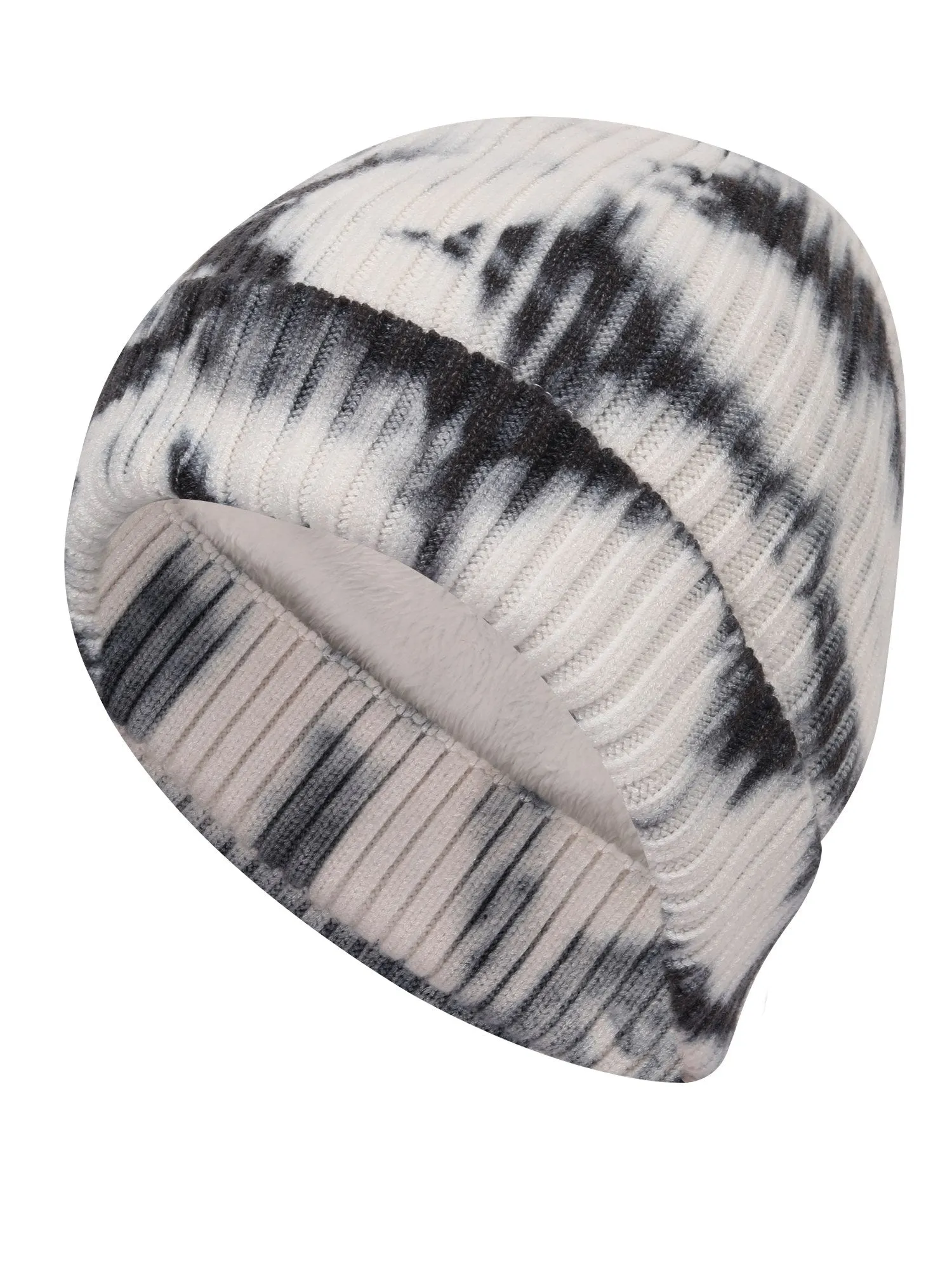 FabSeasons Tie Dye Unisex Acrylic Winter Woolen Skull Caps / Hats / Beanie for Men & Women with faux fur lining