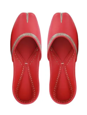Fashion - Red Leather Casual Juttis