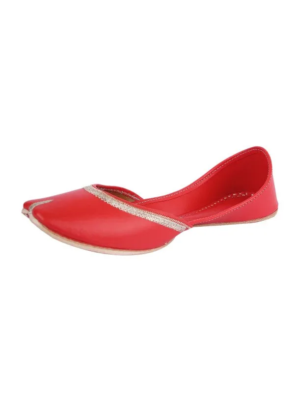 Fashion - Red Leather Casual Juttis