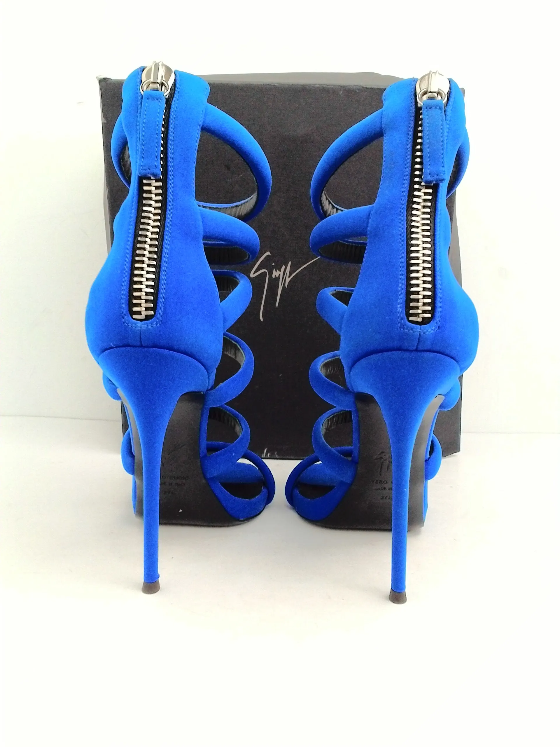 Giuseppe Zanotti Women's Cina Neon Blue Heeled Sandal Size 37.5