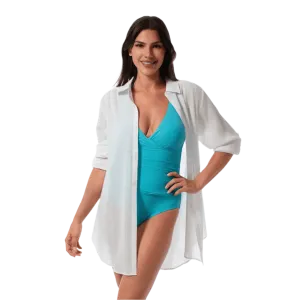 Jantzen Marie Hi-Low Shirt Coverup - White