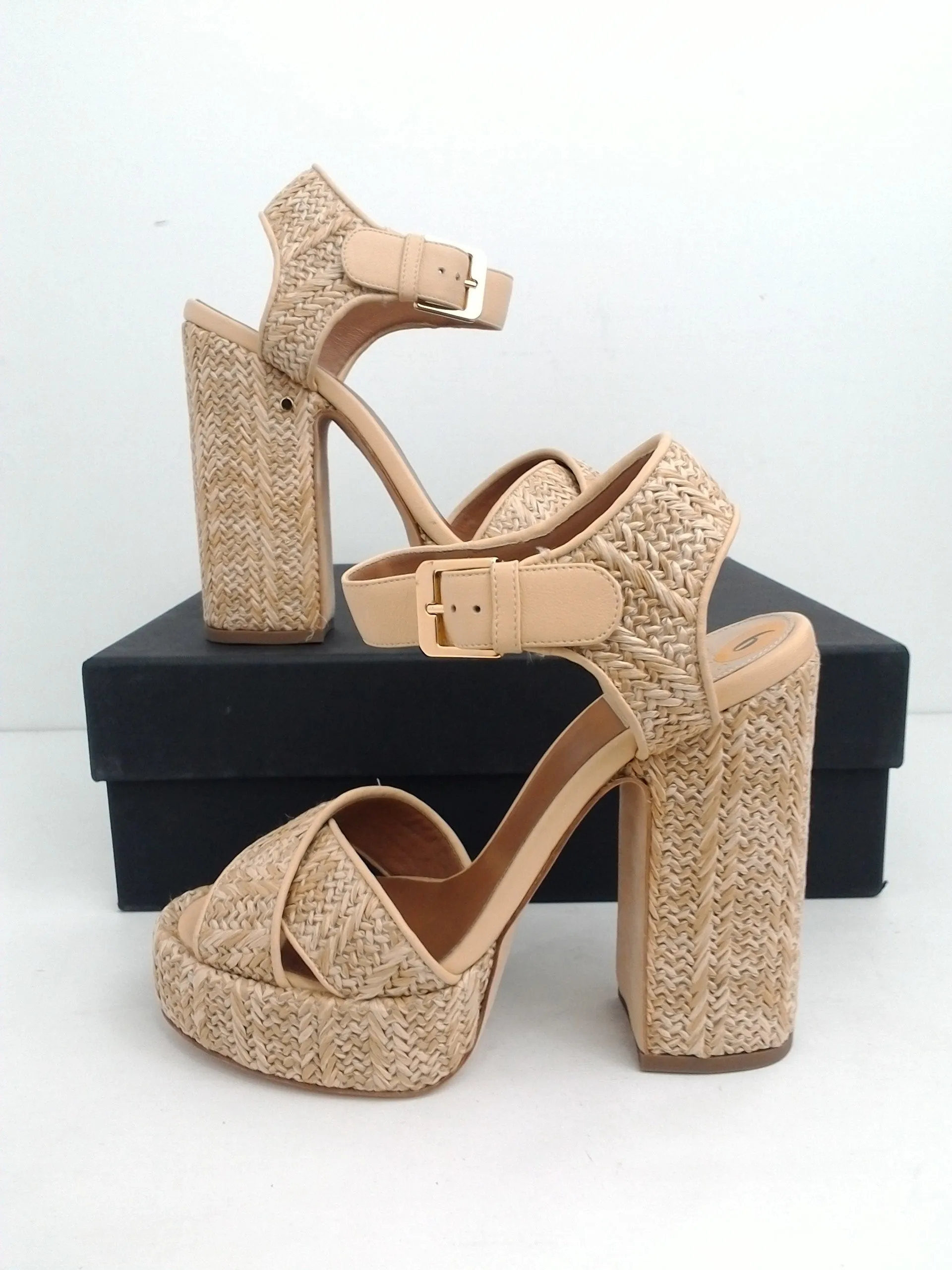 laurence Dacade paris Women's Rosange Raffi Natural Leather Heeled Sandal Size 36