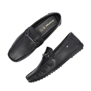 Men Premium Leather Black Slip On Loafer (Globus-05-Black)