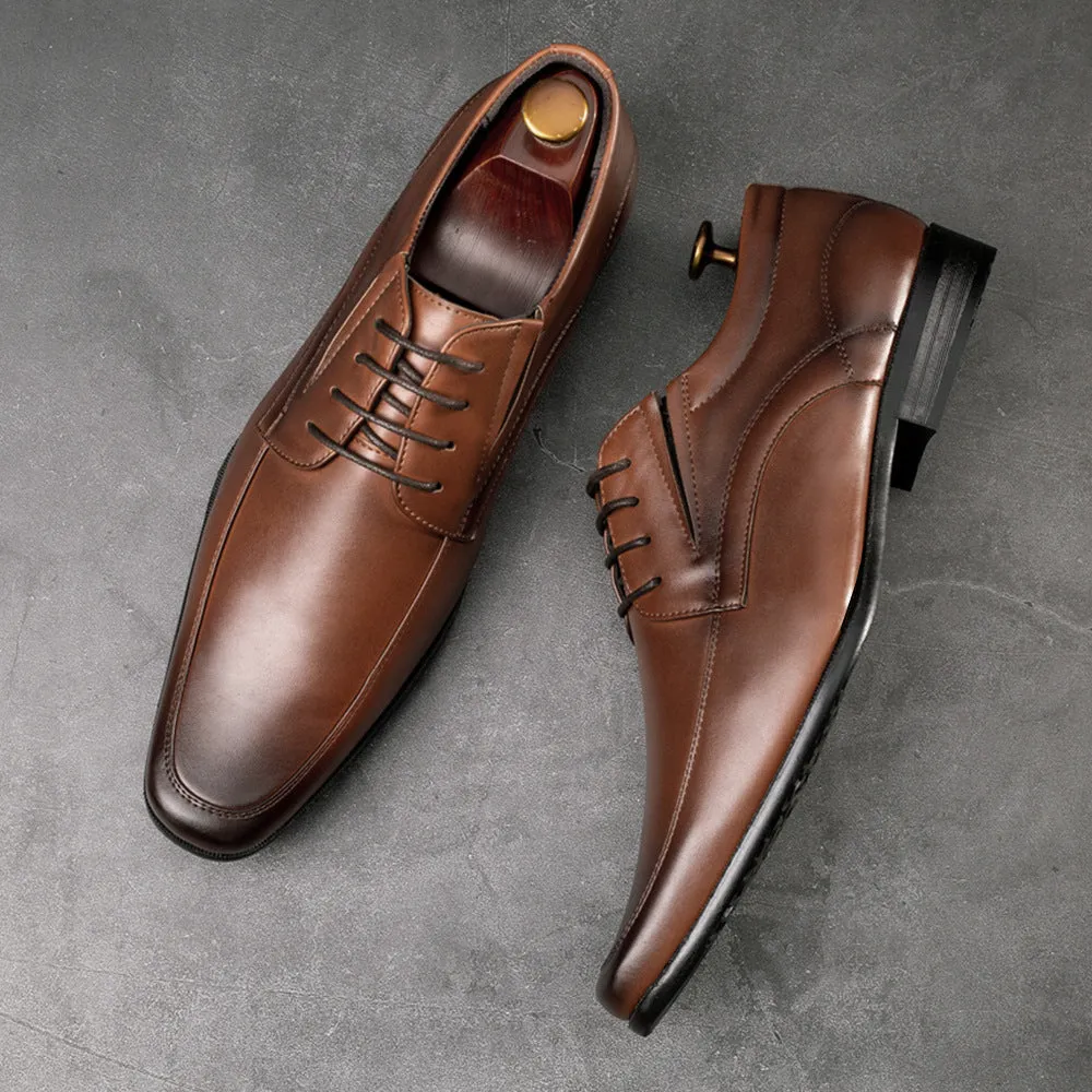 Men's square toe lace-up oxfords Formal dress shoes business workwear shoes