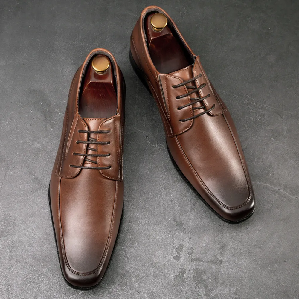 Men's square toe lace-up oxfords Formal dress shoes business workwear shoes