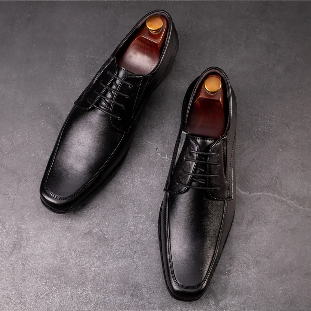 Men's square toe lace-up oxfords Formal dress shoes business workwear shoes