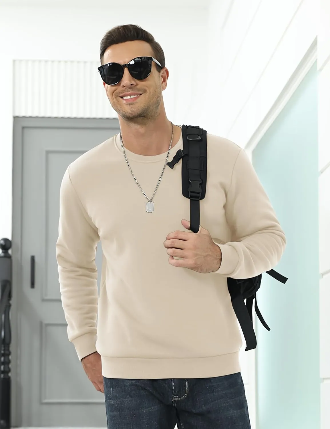 Men's Uncw Sweatshirts Vintage Crewneck Winter Active Warm Outdoor
