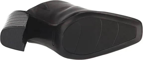 Nine West Ariane Black Squared Toe Slip On Block Heel Fashion Leather Pumps