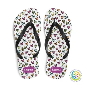 Personalized Hearts Flip-Flops