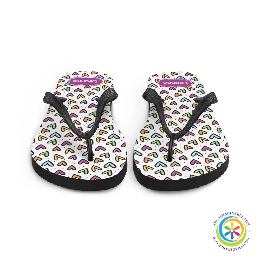 Personalized Hearts Flip-Flops