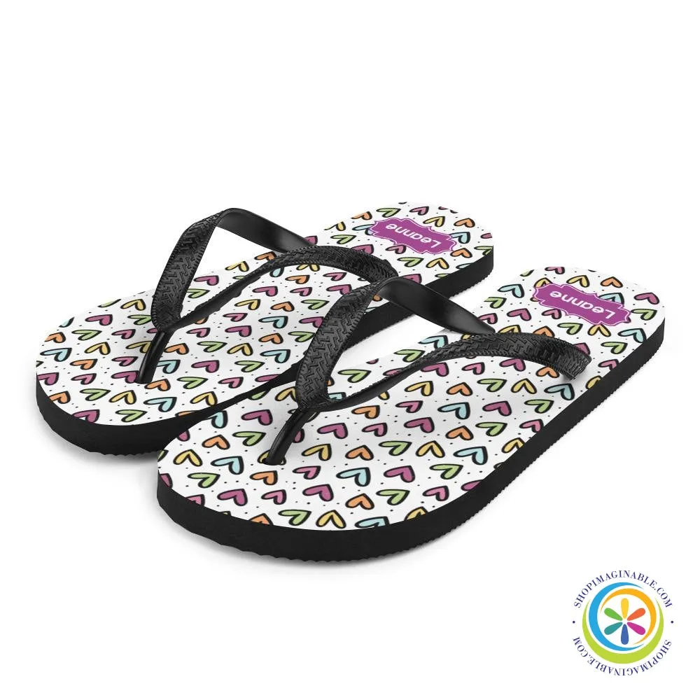 Personalized Hearts Flip-Flops