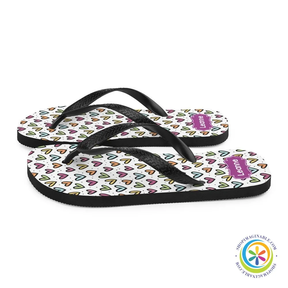 Personalized Hearts Flip-Flops