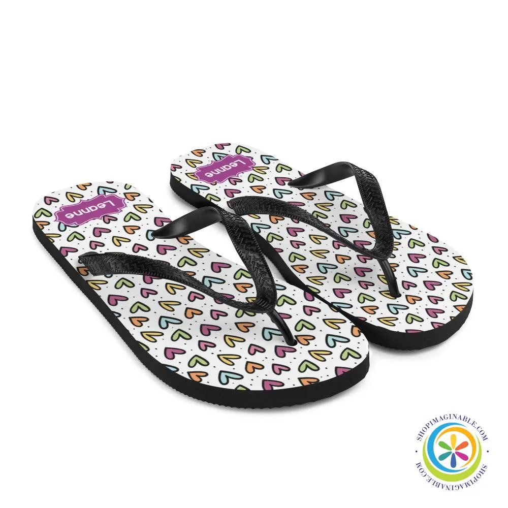 Personalized Hearts Flip-Flops