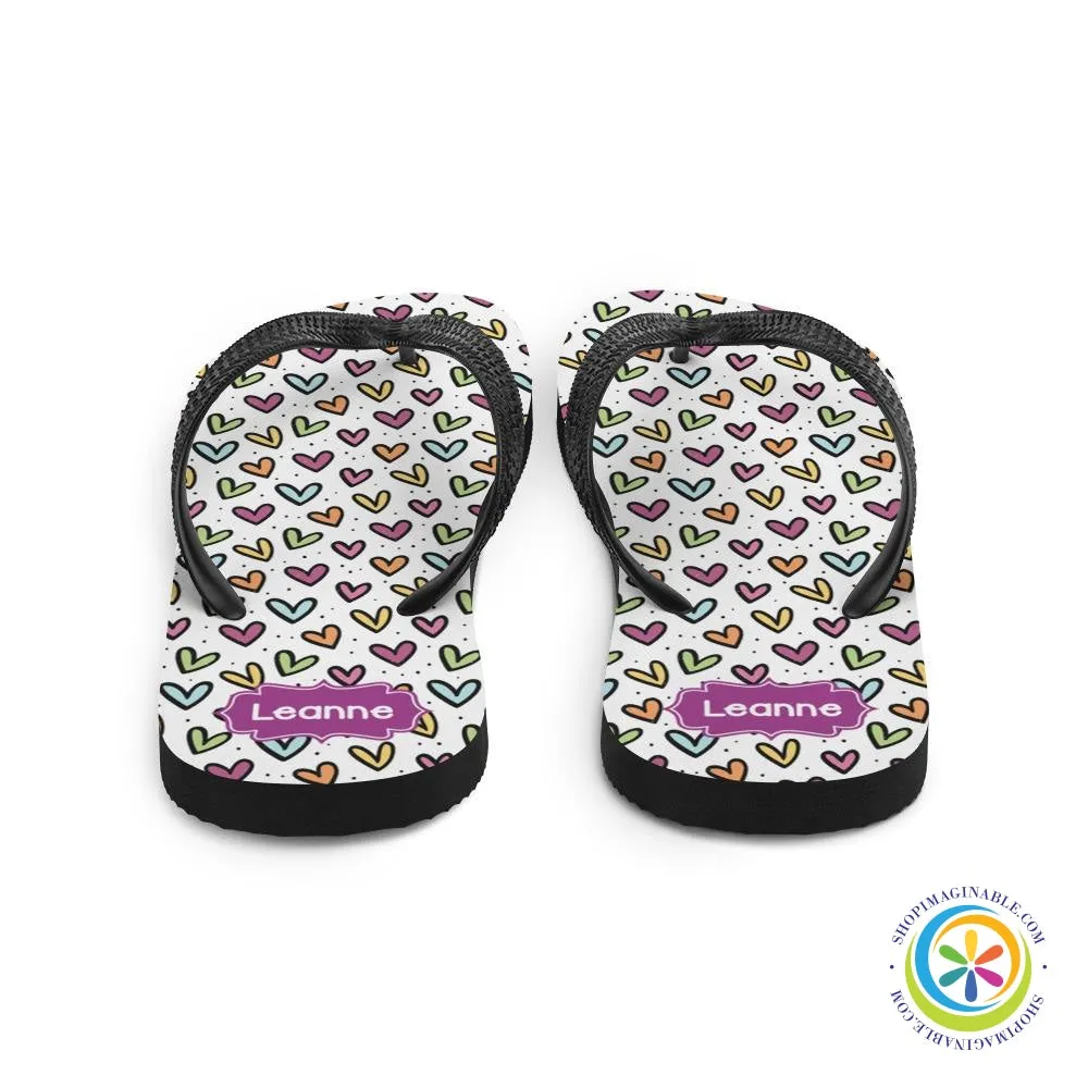 Personalized Hearts Flip-Flops