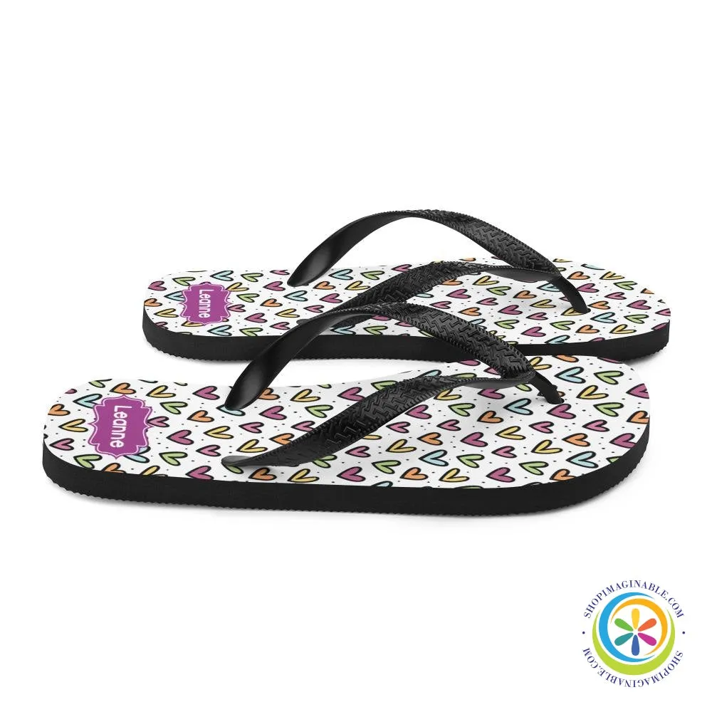 Personalized Hearts Flip-Flops