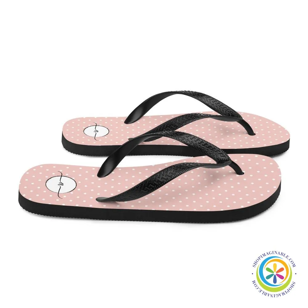 Pink Polka Dots Elegant Initialed Custom Personalized Flip-Flops