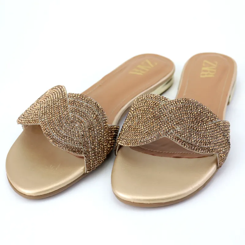 Rhinestone Buckle Low Heel Sandal-#1022 #22