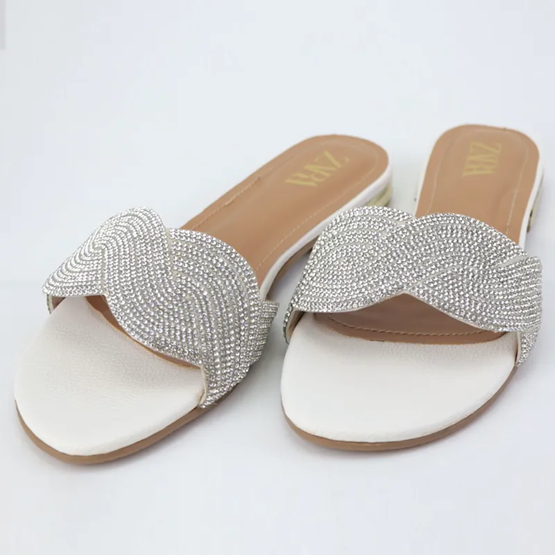 Rhinestone Buckle Low Heel Sandal-#1022 #22