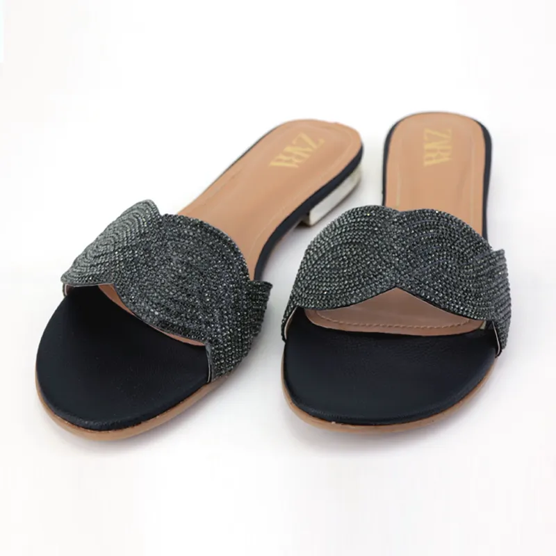 Rhinestone Buckle Low Heel Sandal-#1022 #22