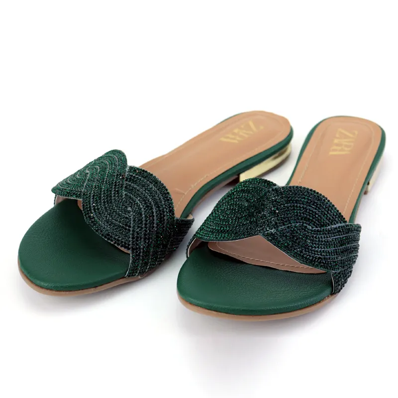 Rhinestone Buckle Low Heel Sandal-#1022 #22