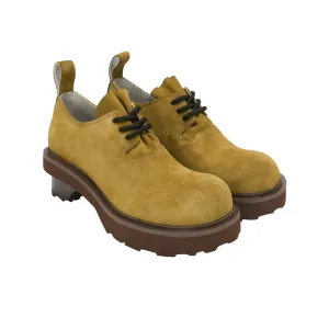 Round Toe Building Blocks With Platform Derbies In Green